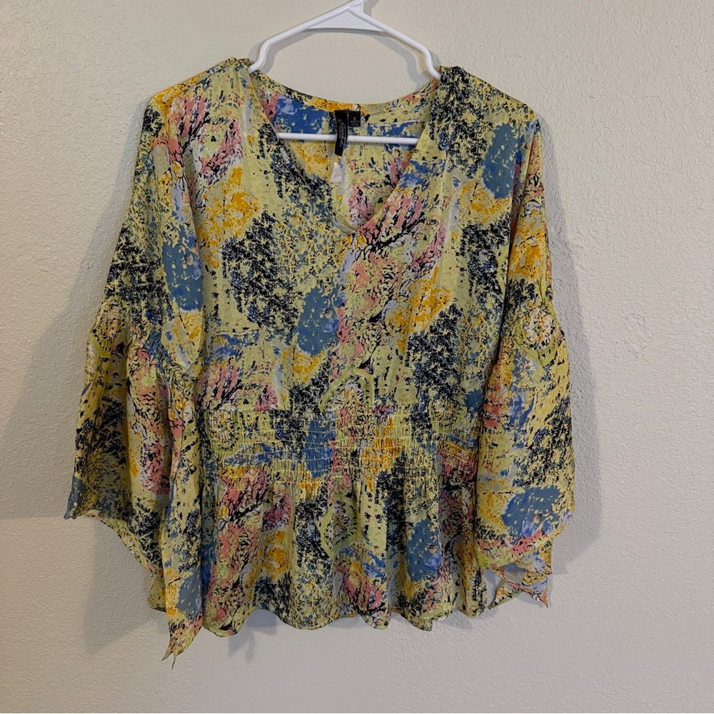 Essentials by Milano Multicolor Abstract Print Blouse Women’s Small